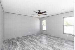 Living room space in diamond model home from Monroe County Mobile Homes