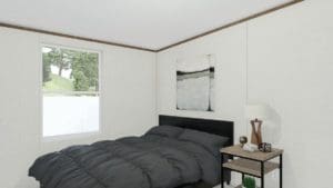 Bedroom interior in excitement model home from Monroe County Mobile Homes