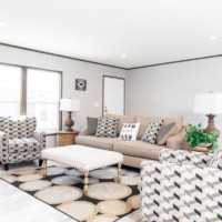 Living room interior in King Air model home by Monroe County Mobile Homes