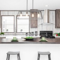 Kitchen inside King Air model home by Monroe County Mobile Homes